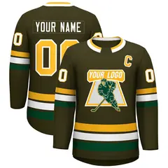 Olive Gold-White Classic Style Hockey Jersey