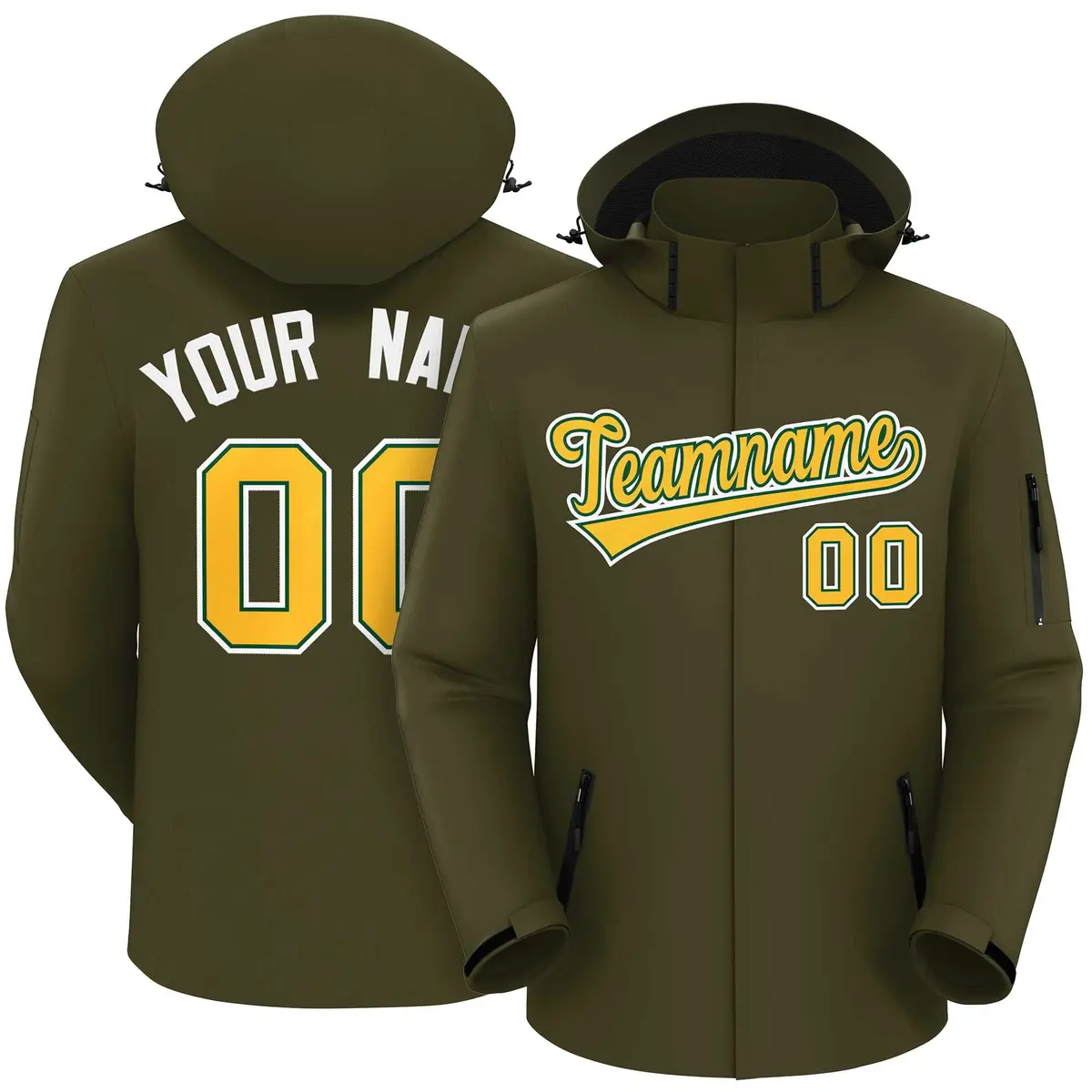 Olive Gold-White Classic Waterproof Jacket