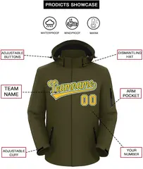 Olive Gold-White Classic Waterproof Jacket 2