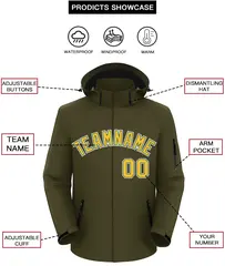 Olive Gold-White Classic Waterproof Jacket 2