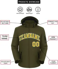 Olive Gold-White Classic Waterproof Jacket 2