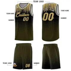 Olive Gradient Dots Pattern Team Basketball Jersey 5