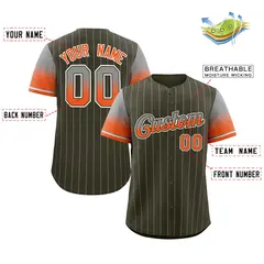 Olive Gray Orange-Olive Stripe Gradient Baseball Jersey 2