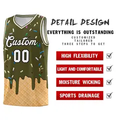 Olive Ice Cream Element Pattern Basketball Kits 2