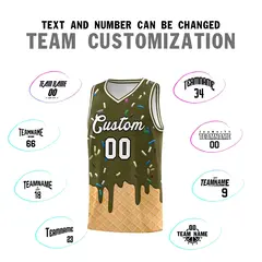 Olive Ice Cream Element Pattern Basketball Kits 4
