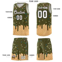 Olive Ice Cream Element Pattern Basketball Kits 5