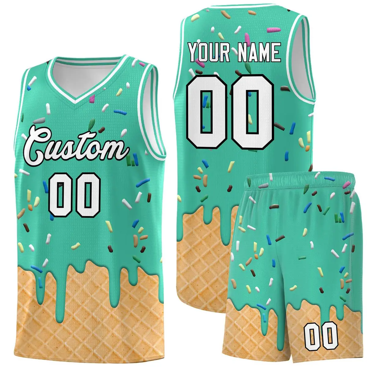 Olive Ice Cream Element Pattern Basketball Kits