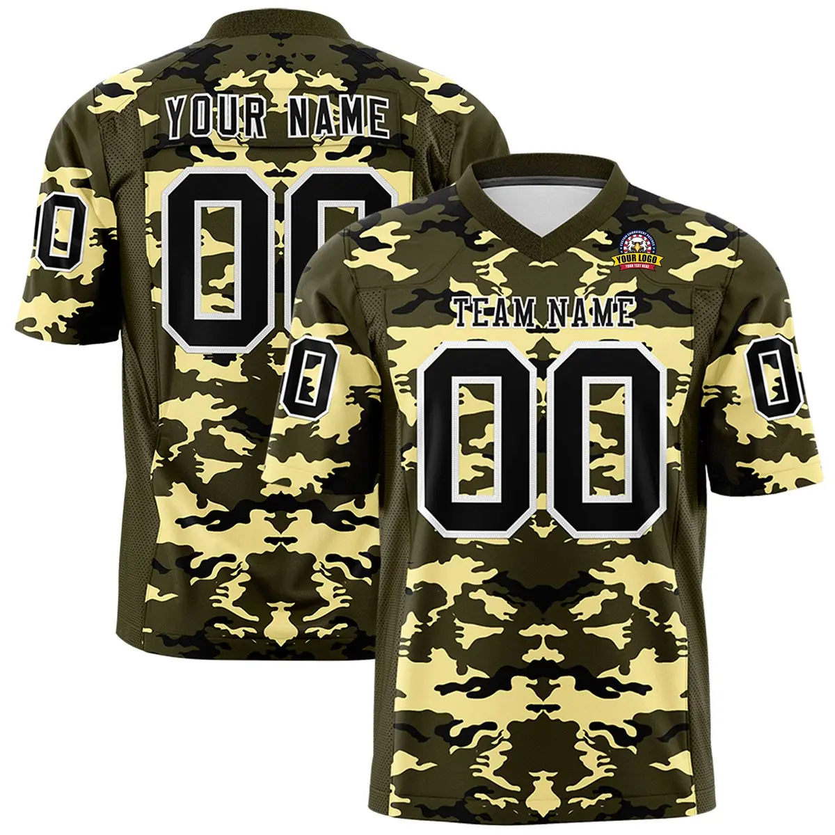 Olive Khaki-Black Camo Authentic Football Jersey