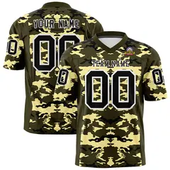 Olive Khaki-Black Camo Authentic Football Jersey 1