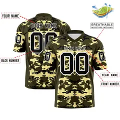 Olive Khaki-Black Camo Authentic Football Jersey 2
