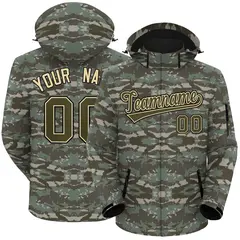 Olive Khaki-Black Camo Outdoor Windbreaker Waterproof Jacket