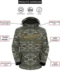 Olive Khaki-Black Camo Outdoor Windbreaker Waterproof Jacket 2