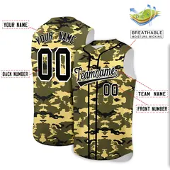 Olive Khaki Black Camo Sleeveless Baseball Jersey 2