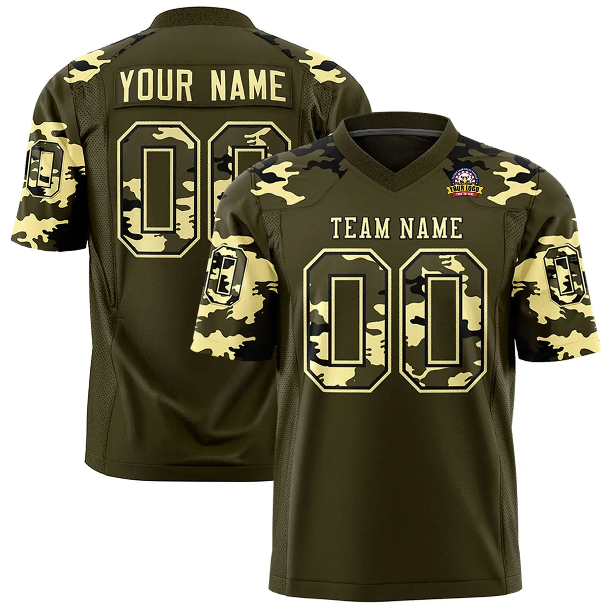 Olive Khaki Camo Authentic Football Jersey