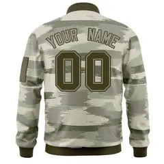 Olive Khaki Camo Varsity Full-Zip Letterman Bomber Jacket 4