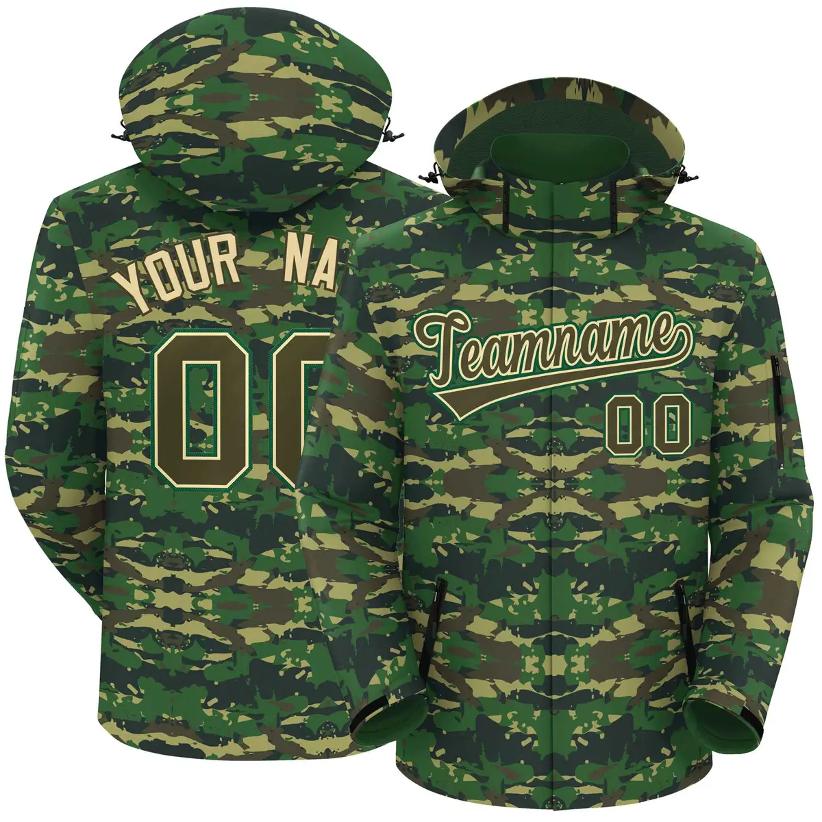 Olive Khaki-Green Camo Outdoor Windbreaker Waterproof Jacket
