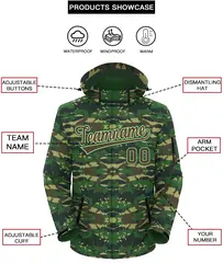 Olive Khaki-Green Camo Outdoor Windbreaker Waterproof Jacket 2