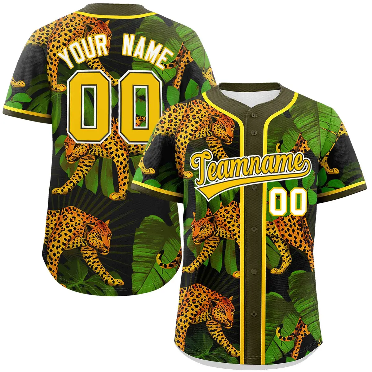 Olive Leopard Graffiti Authentic Baseball Jersey