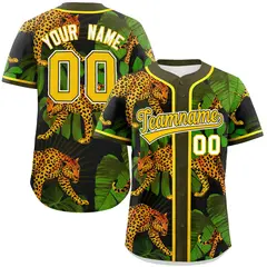 Olive Leopard Graffiti Authentic Baseball Jersey