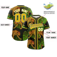 Olive Leopard Graffiti Authentic Baseball Jersey 2