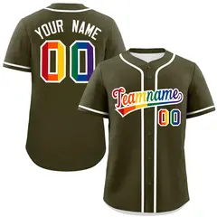 Olive LGBT Rainbow Pride Month Baseball Jersey