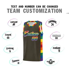Olive LGBT Rainbow Pride Month Basketball Jersey 4