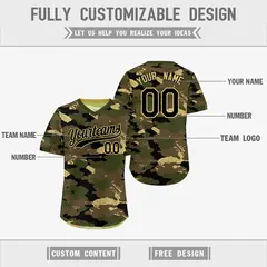 Olive Light Brown Khaki Camo Reversible Pullover Baseball Jersey 3
