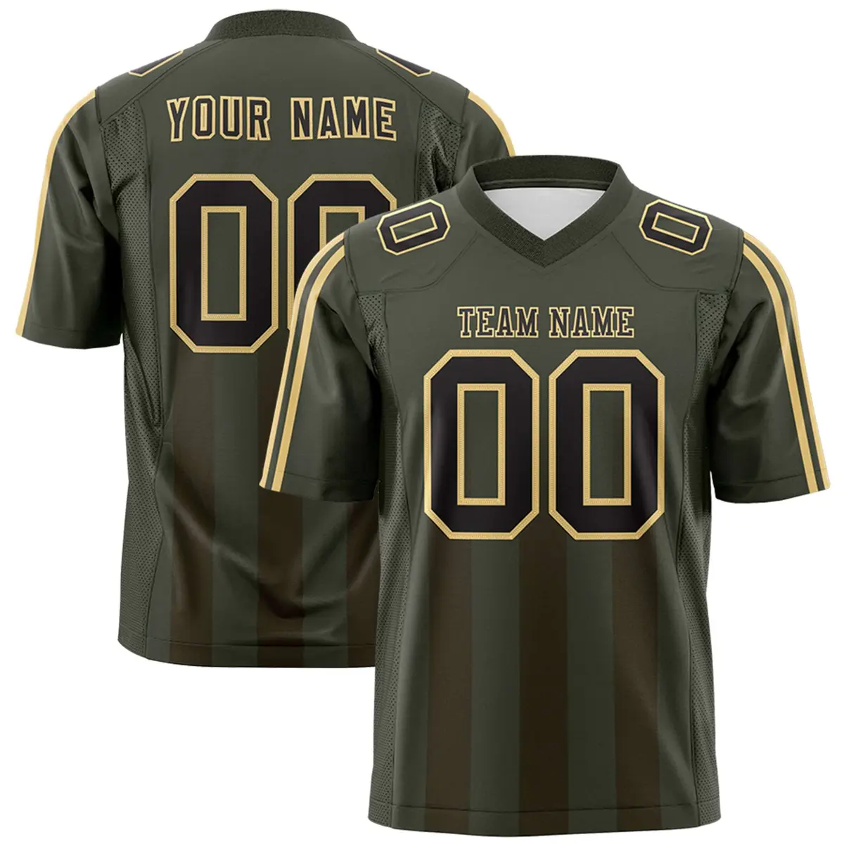 Olive Light Brown Vertical Fine Stripe Gradient Football Jersey