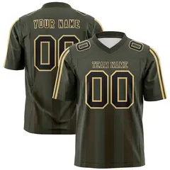 Olive Light Brown Vertical Fine Stripe Gradient Football Jersey 1