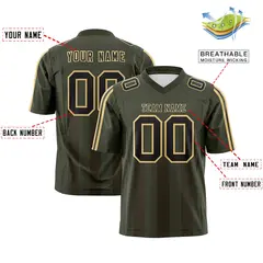 Olive Light Brown Vertical Fine Stripe Gradient Football Jersey 2