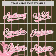 Olive Light Pink Pinstripe Coconut Tree Baseball Jersey 3