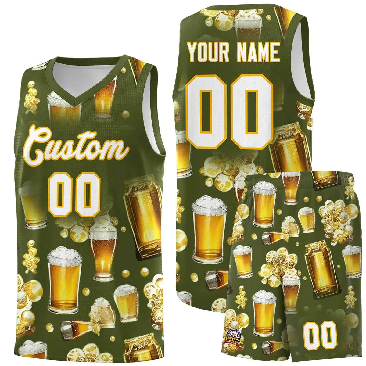 Olive National Beer Day Beer Bubble Basketball Jersey