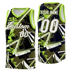 Olive Neon Green Abstract Graffiti Breathable Basketball Jersey 1