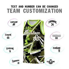 Olive Neon Green Abstract Graffiti Breathable Basketball Jersey 4