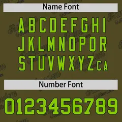 Olive Neon Green Full Button Graffiti Text Baseball Jersey 4