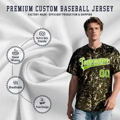 Olive Neon Green Metallic Gold Splatter Baseball Jersey 3