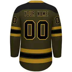 Olive Old Gold Black Classic Lace-Up Neck Hockey Jersey 4