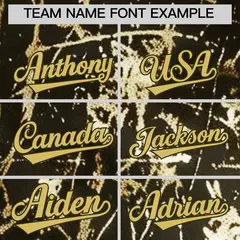 Olive Old Gold Black & Shiny Gold Cracked Foil Baseball Jersey 4