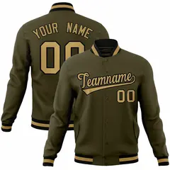 Olive Old Gold-Black Varsity Full-Snap Letterman Jacket 1