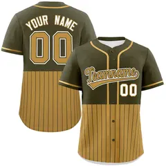 Olive Old Gold Half Stripe Authentic Baseball Jersey 1