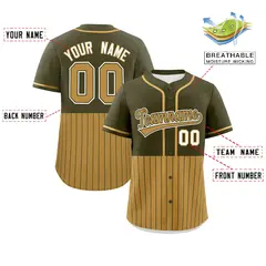 Olive Old Gold Half Stripe Authentic Baseball Jersey 2