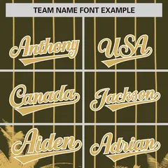 Olive Old Gold Pinstripe Coconut Tree Baseball Jersey 3