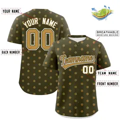 Olive Old Gold Polka Dot Graffiti Authentic Baseball Jersey 2
