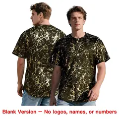 Olive Old Gold Shiny Gold Cracked Texture Baseball Jersey 7