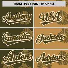 Olive Old Gold Split Flower Graffiti Baseball Jersey 3