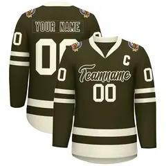Olive Olive-Khaki Classic Hockey Jersey 1