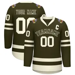 Olive Olive-Khaki Classic Hockey Jersey 1