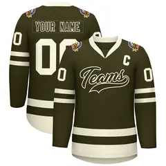 Olive Olive-Khaki Classic Hockey Jersey 1