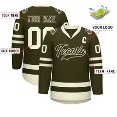 Olive Olive-Khaki Classic Hockey Jersey 2
