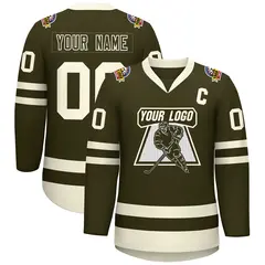 Olive Olive-Khaki Classic Hockey Jersey 1